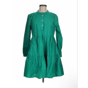 NWT J Crew Women’s M Cotton Long Sleeve Button Up Knee Length Tiered Dress Lined